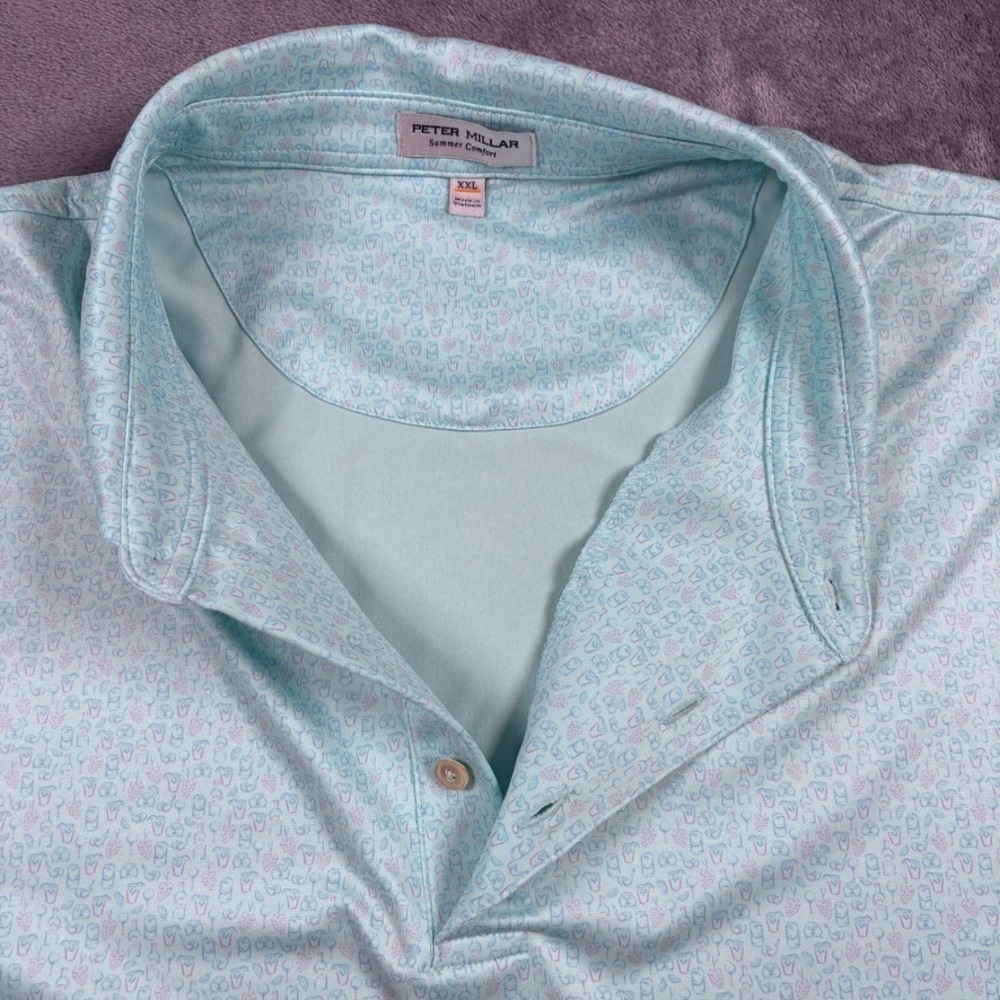 Peter Millar Polo Shirt Mens 2XL Blue Dazed and Transfused Performance Golf XXL - Picture 9 of 14